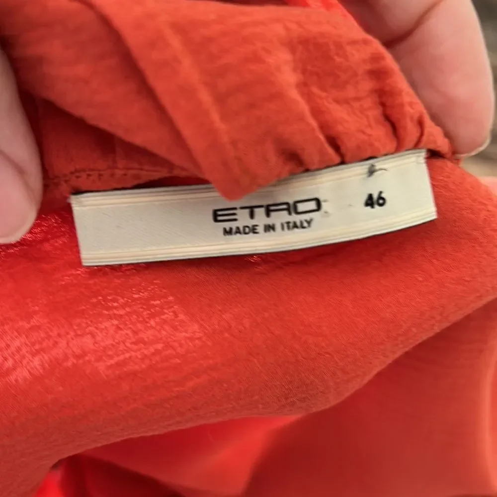 Etro orange v neck ruffle front side zip sleeveless top - Picture 8 of 11